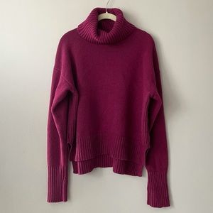 Anthropologie Pink Wool Long-Sleeve Turtleneck Sweater